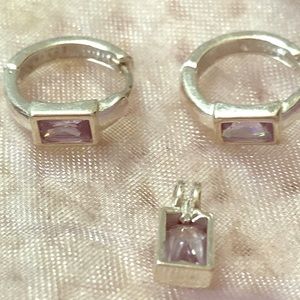 💘🔮light amethyst silver earrings and pendant set